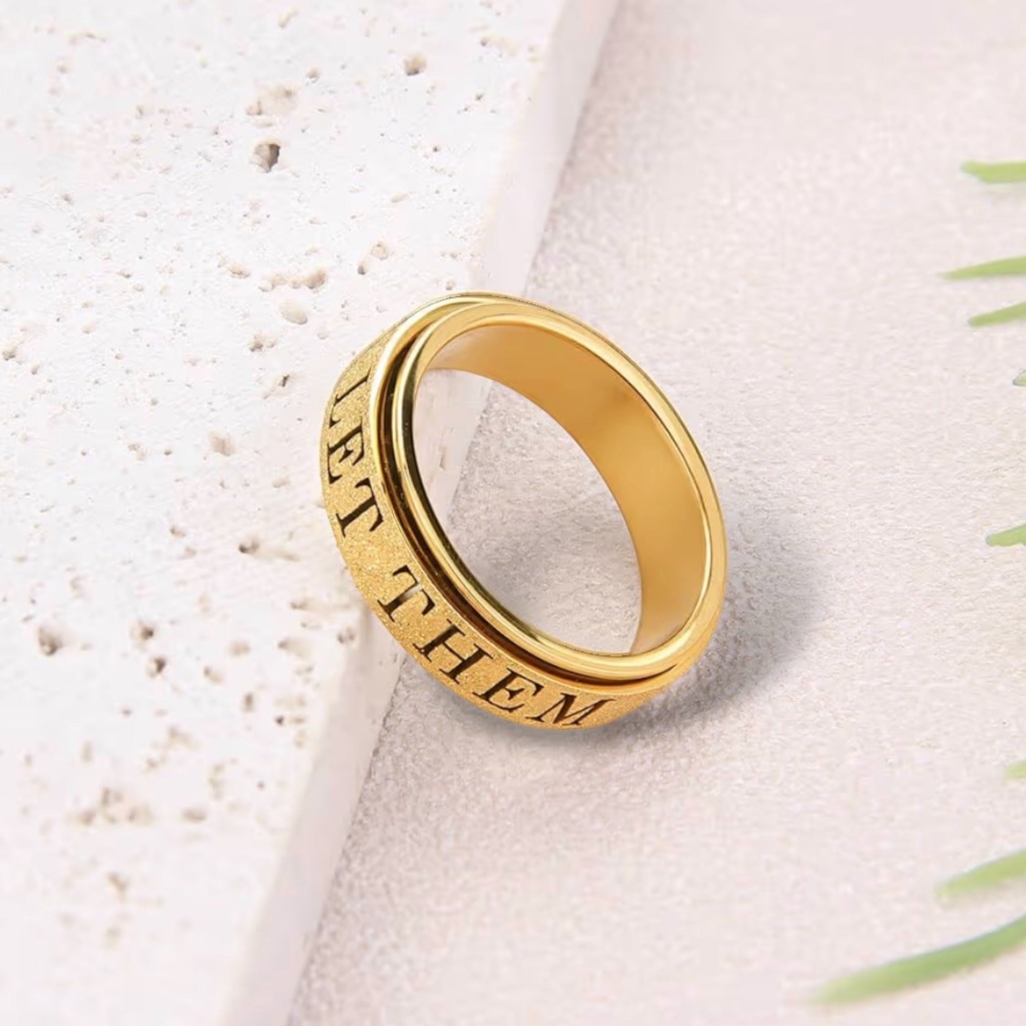 LET THEM Sandblasted Sparkle Spinner Rings