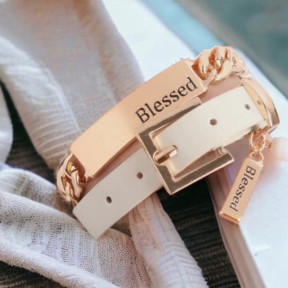 Ivory layered buckle bracelet