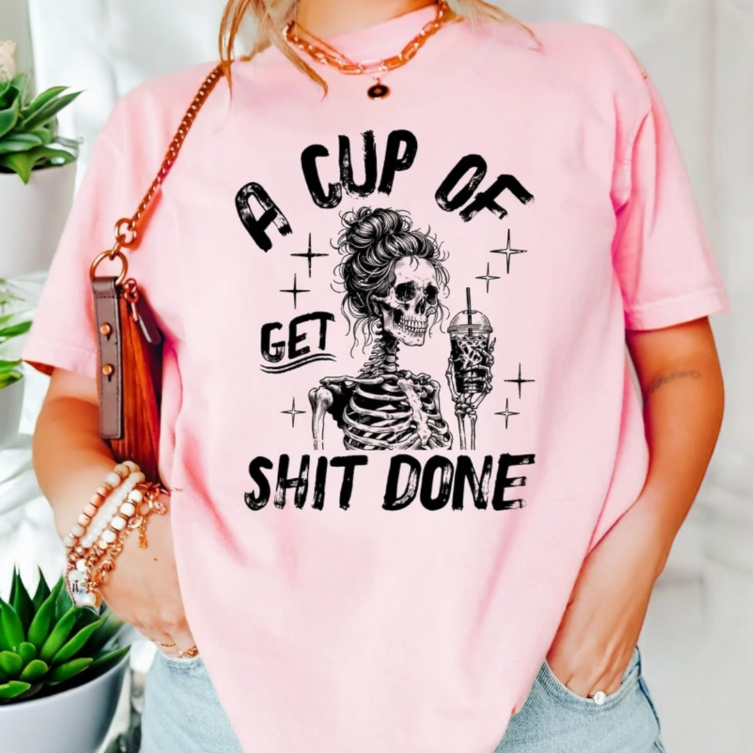 Gettin it Done Skellie Pink Tee