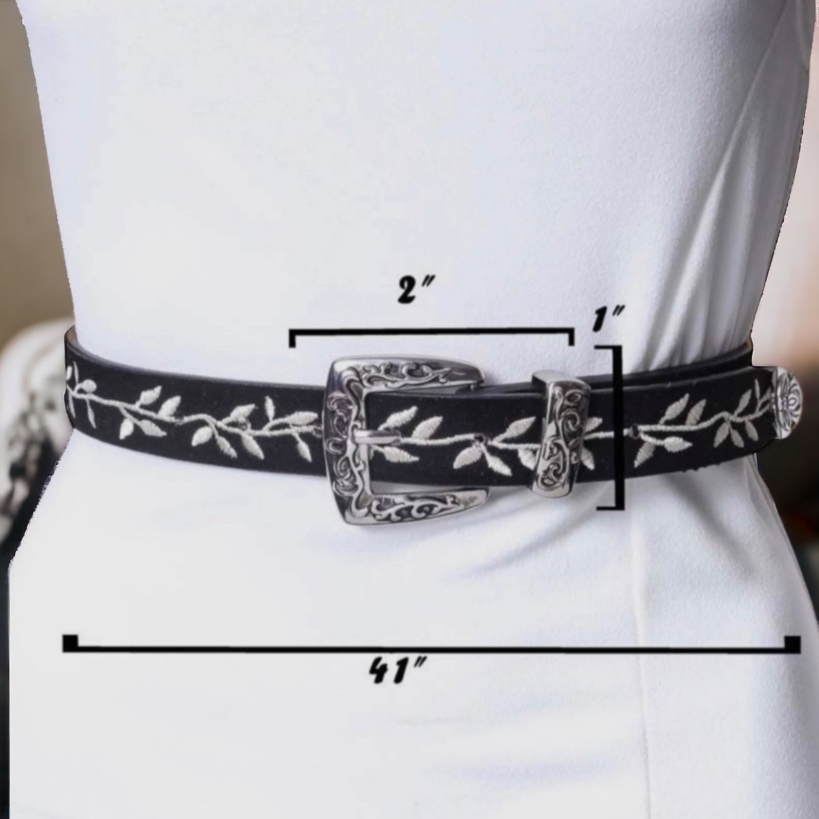 Vine Embroidered Vegan Leather Belts