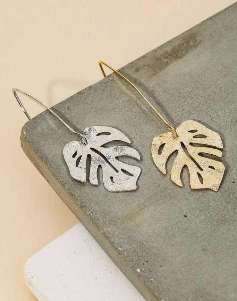 Monstera Leaf Fish Hook Dangle Earring