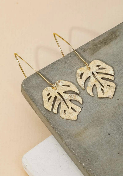 Monstera Leaf Fish Hook Dangle Earring