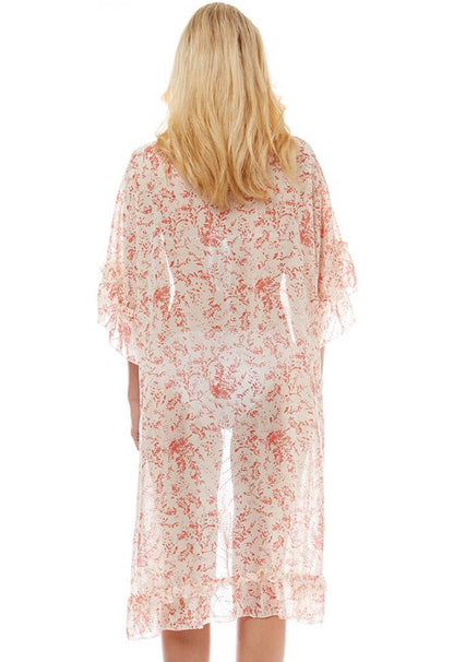 Ruffled Peaches Beach Cover Up