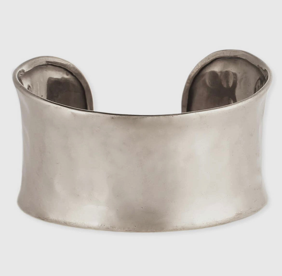 Twisted Silver Hammered Rounded Cuff