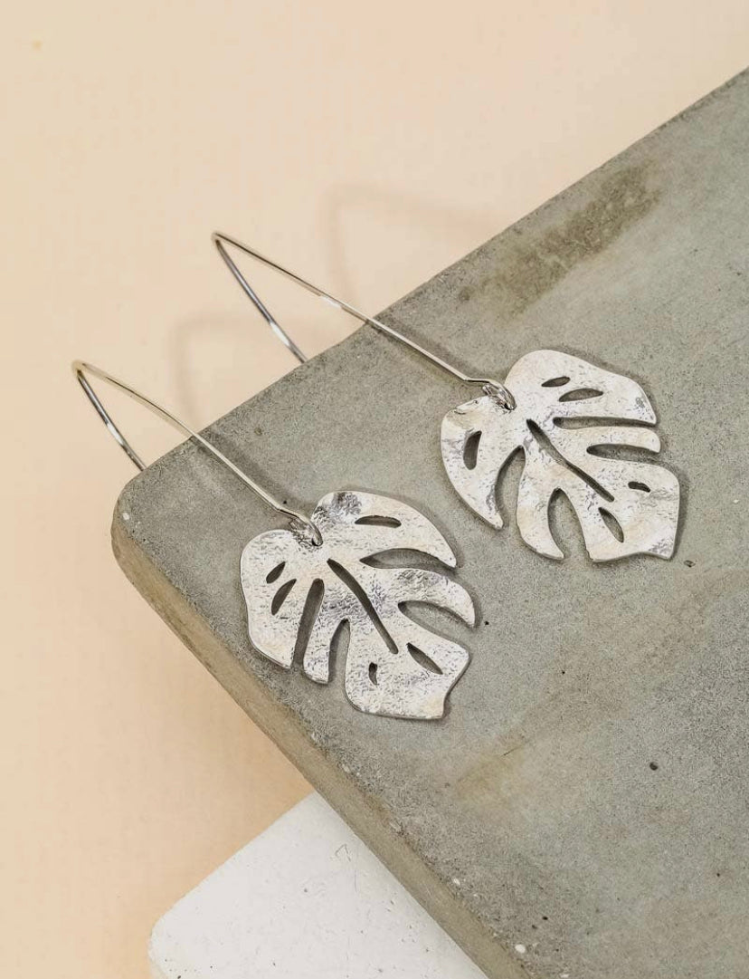 Monstera Leaf Fish Hook Dangle Earring