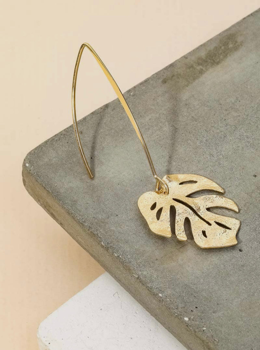 Monstera Leaf Fish Hook Dangle Earring