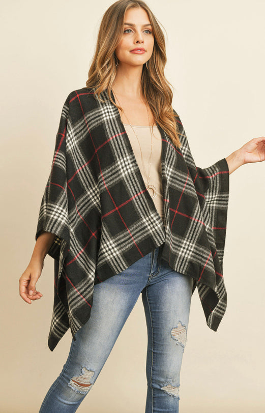 Flannel stripe pattern kimono