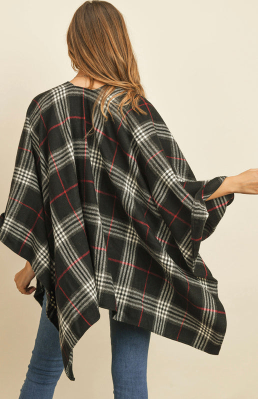 Flannel stripe pattern kimono