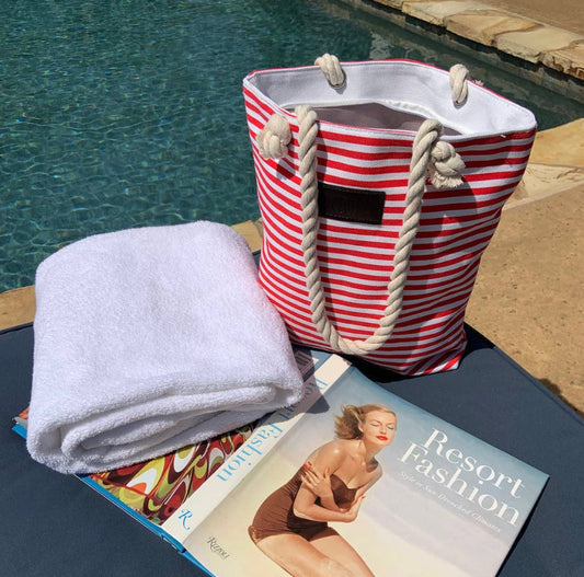 Striped Canvas Threaded Pear Totes