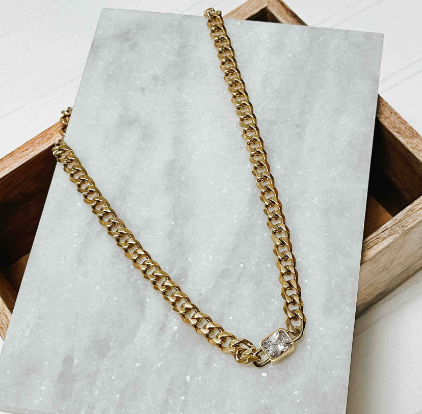 Cuban Style Zircon Chain Necklace