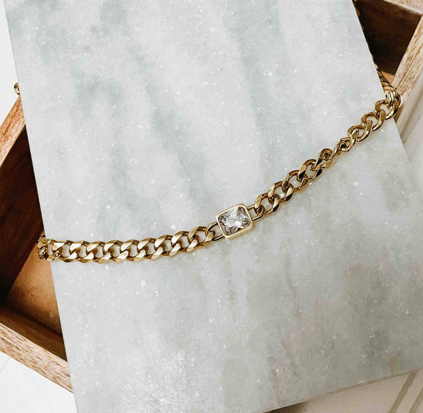 Cuban Style Zircon Chain Necklace